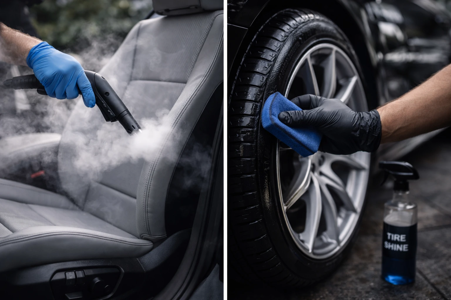Deep cleaning upholstery and detailing a wheel