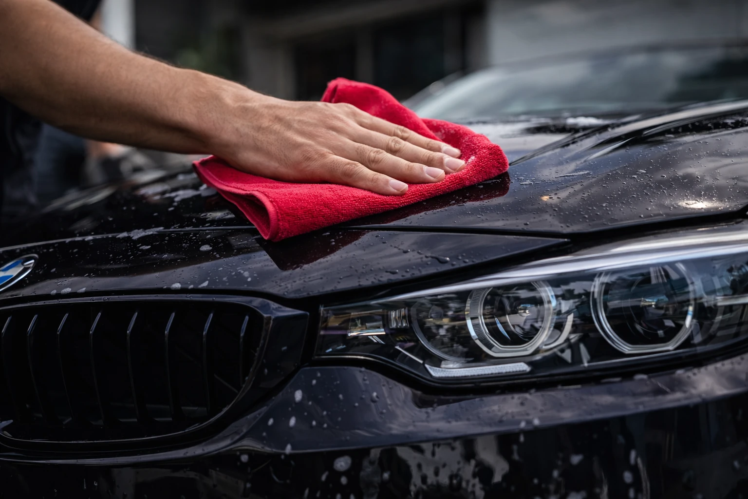Microfiber finishing on a car’s exterior